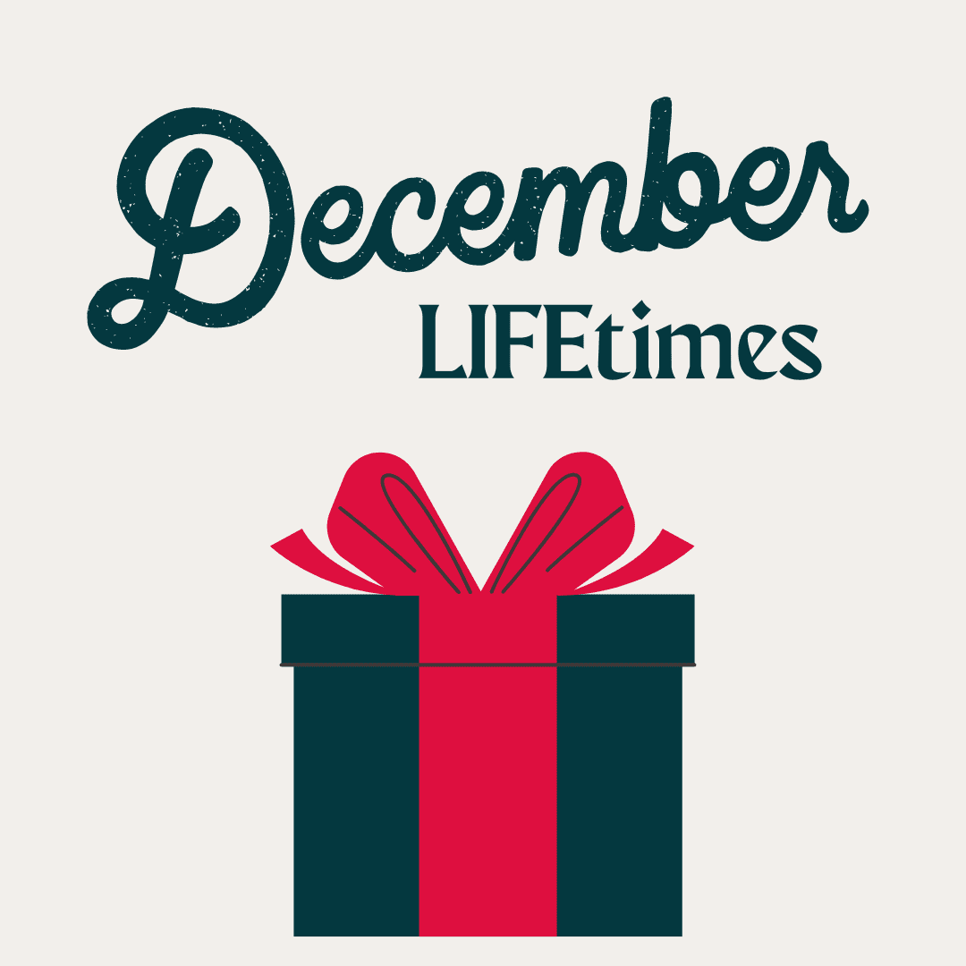 December LIFEtimes logo with wrapped present