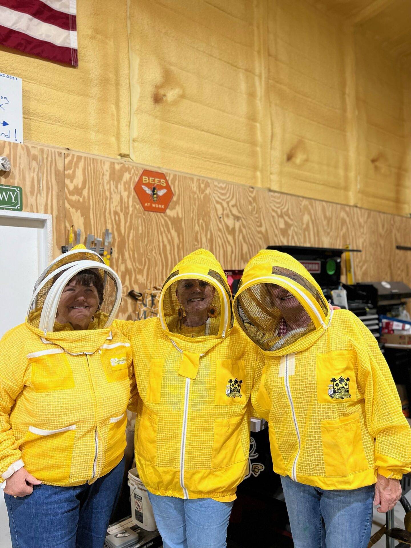 LIFE members with beekeeper hoods on